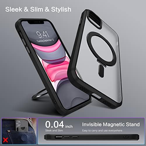 Duedue עבור מארז מגנטי של iPhone 11 עם מעמד בלתי נראה [תואם ל- Magsafe], מכסה מגן גוף מלא מארז טלפון דק -זעזועים לאפלא iPhone 11 6.1 ,